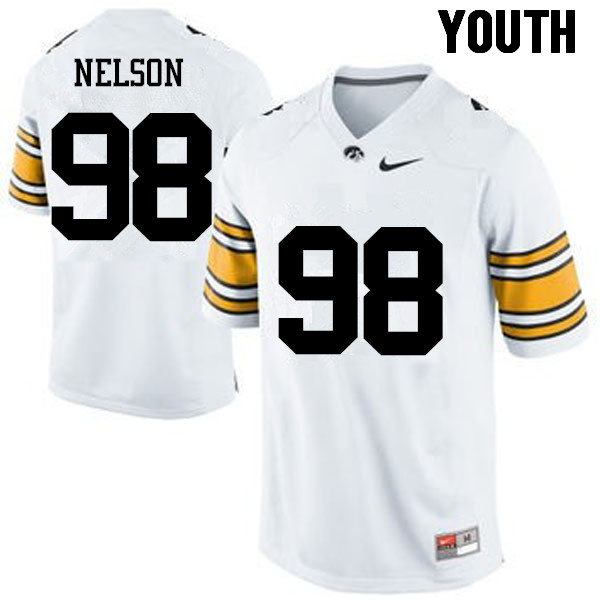 Youth Iowa Hawkeyes #98 Anthony Nelson College Football Jerseys-White